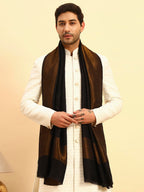 Pashmoda Men Midnight Bronze Reversible Zari Moonlight Fine Wool Stole (Size-28x80in, 71x203cm) MZSST04