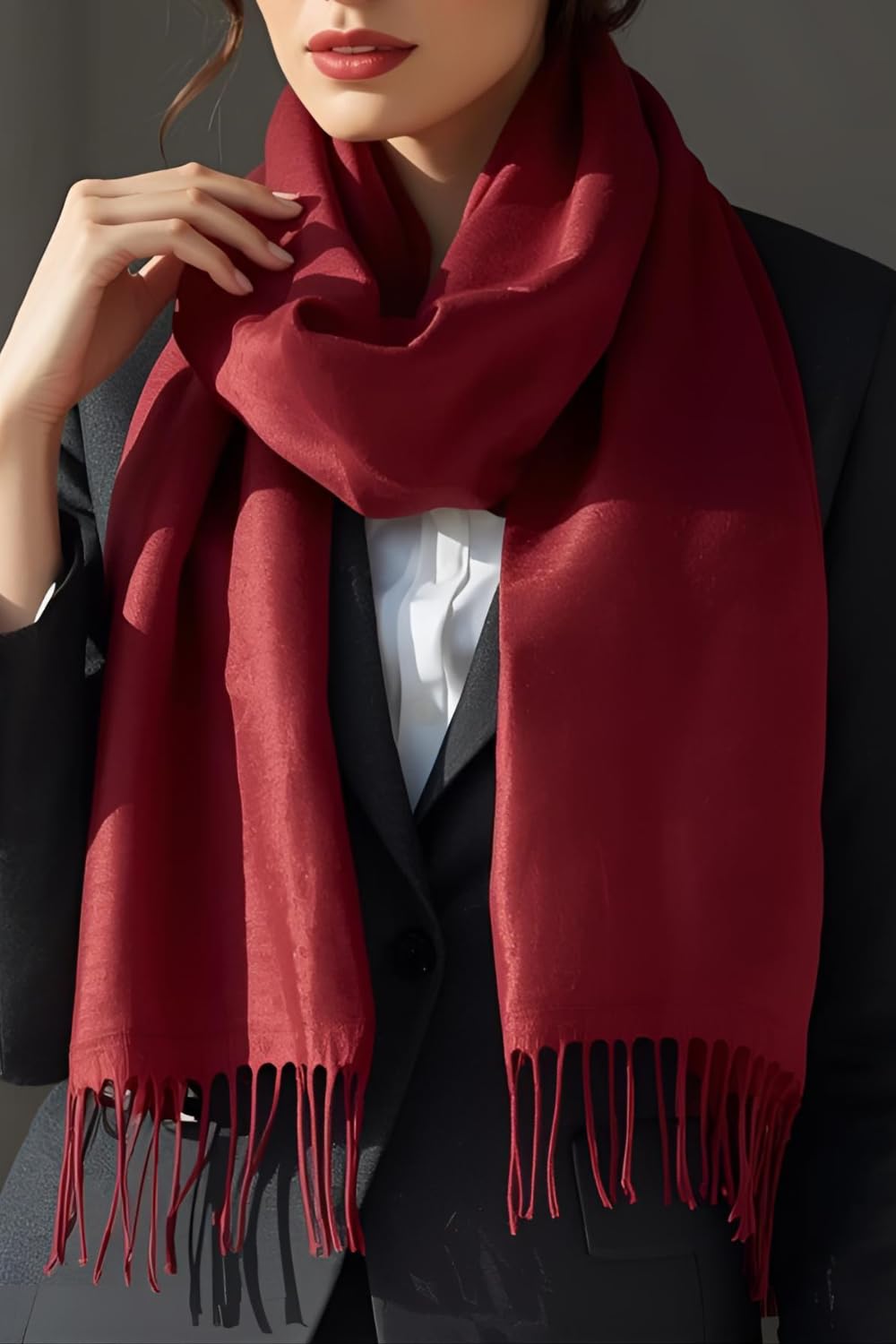 FM Trends Stylish Plain Scarf for Women & Girls | Solid Color Stole, Dupatta, Shawl | Elegant Ladies Accessory (Maroon, 1.8 meters)