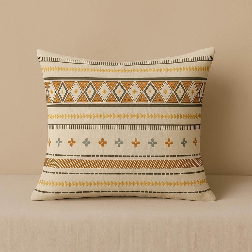 AMAZE ATTIRES Velvet Cushion Cover 24x24 Inch – Set of 7 Decorative Throw Pillow Covers for Sofa, Couch or Bed – Designer Printed Square Cushion Covers – Home Decor (Stripes)