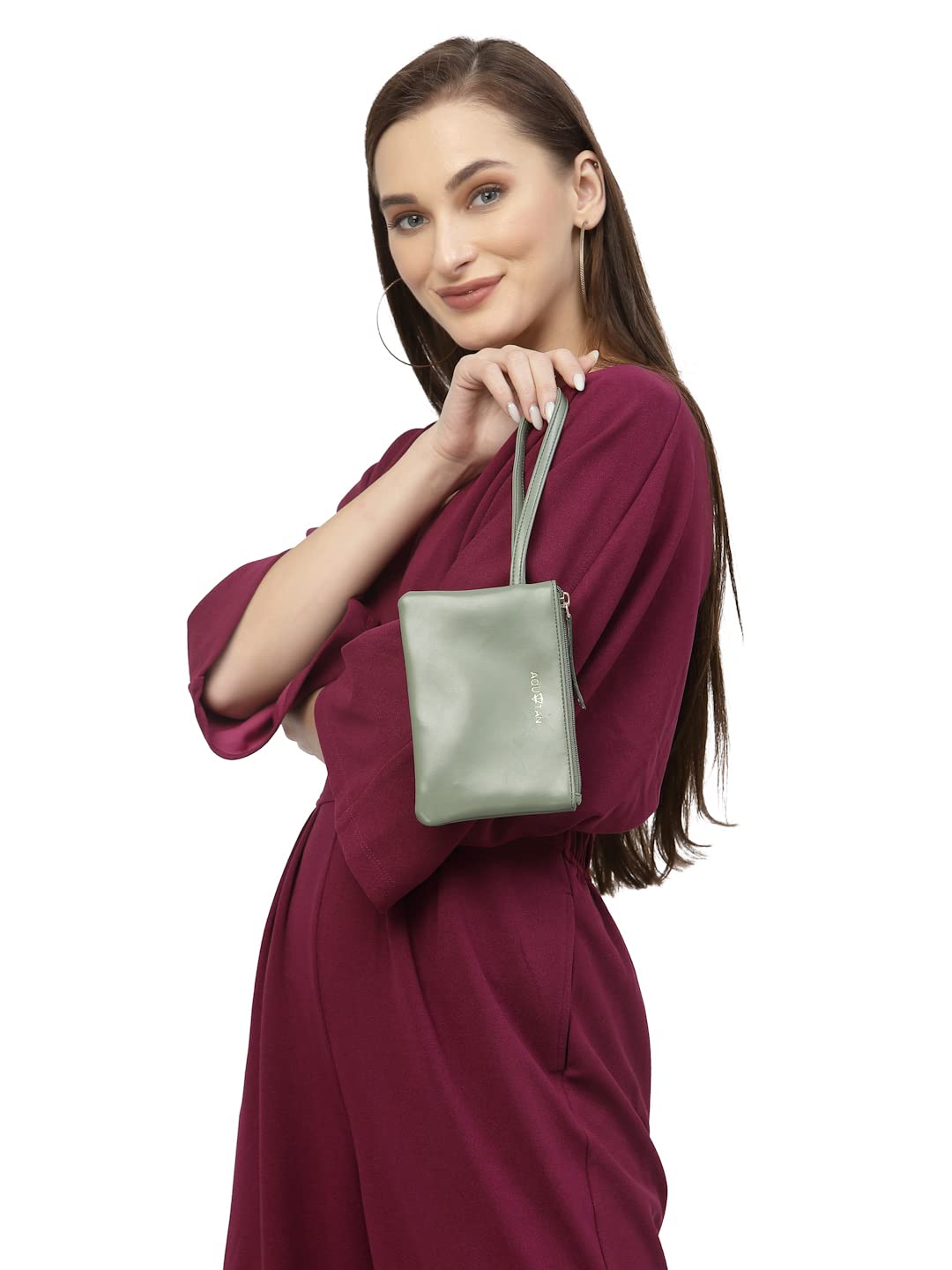 Aquatan Vegan Leather PU Tote Bag for Women Spacious, Stylish, Sturdy PU Material Handbag Zippered Compartment Olive (Olive Solid)
