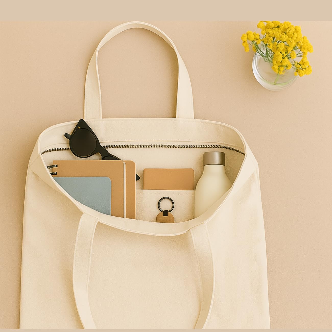 Peach Blossom Women’s Cotton Printed Tote Bag_WHT - MATISSE