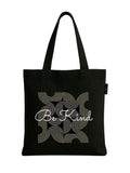 Peach Blossom Women's Printed Cotton Zipper Tote Bags (BLK - BE KIND)