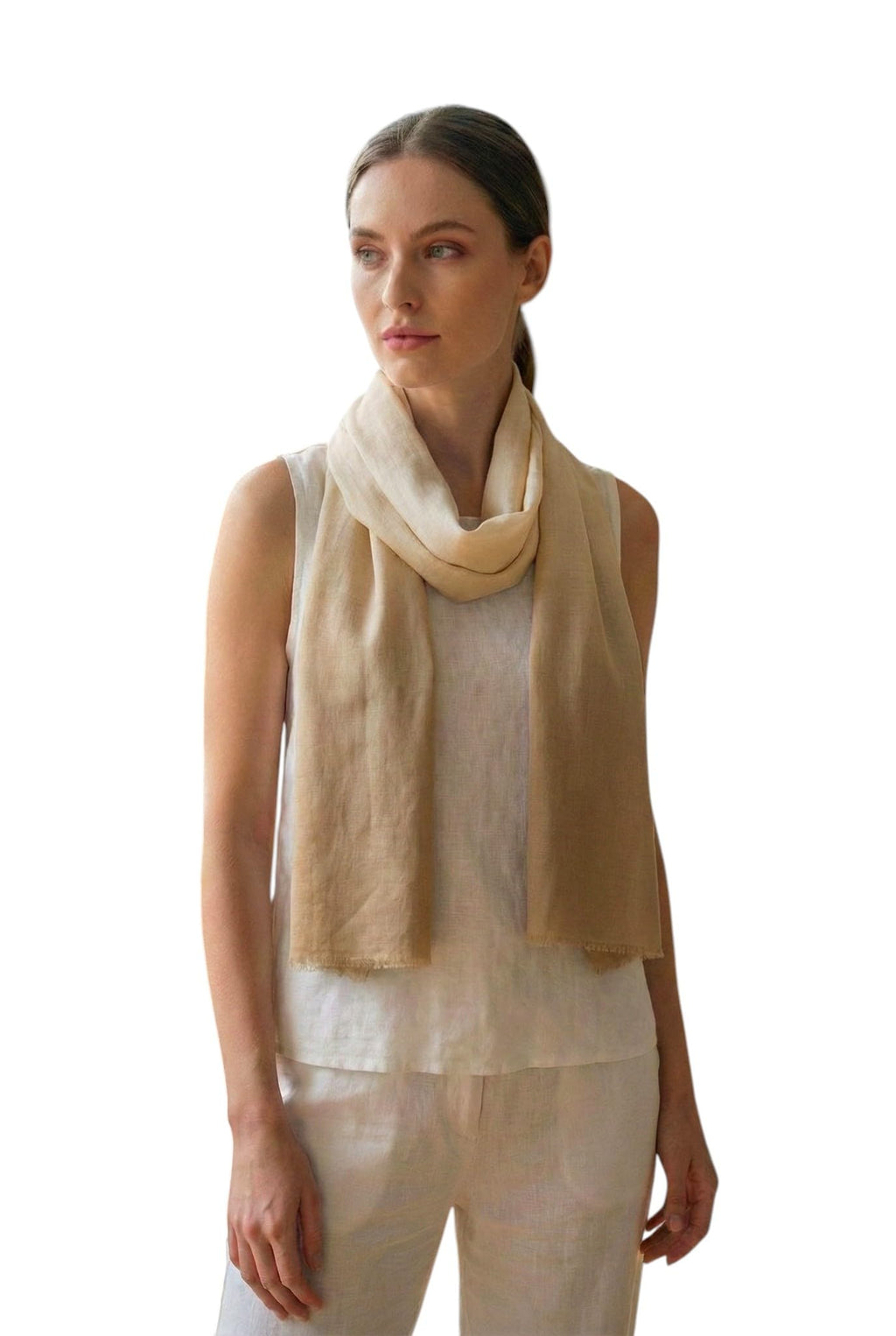 VERAME Cotton Ombre Shaded Scarf for Women & Men – Lightweight Breathable Summer Stole, Soft Stylish Unisex Wrap (BEIGE)