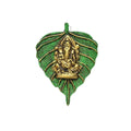 KridayKraft Ganesha Placed on Leaf Aluminium Metal Handicrafts Wall Hanging Multi Color