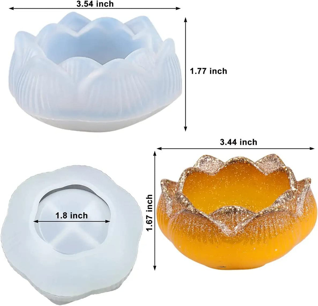 PEACORA Flower Lotus New Tea Light Candle Holder Mould Silicone, 1 Pc Tealight Candles Holders Silicone Molds for Resin, Lotus Flower Candlestick Epoxy Casting Molds for DIY Crafts Jewelry Box