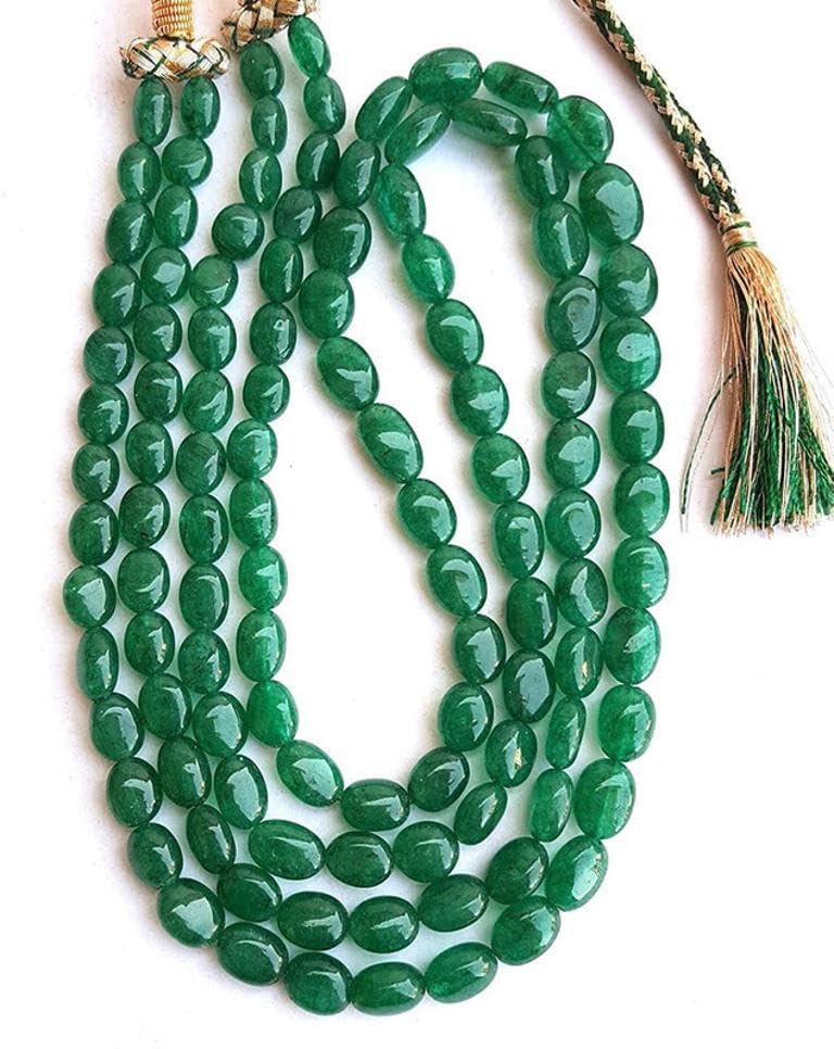 AAMRAPALI | Handmade 2-Line Green/Blue Jade Beaded Necklace for Women, Elegant Stone Jewelry Gift (Green)