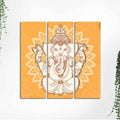 VIBECRAFTS 3 Pieces Shree Ganesh Ji Canvas Wall Painting Fitted With Wooden Frame For Home | Office | Living Room | Gifts (PTVC3Pcs1_9579)