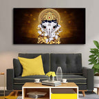 VIBECRAFTS Canvas Paintings for Living Room Drawing Room Little Ganesha Canvas Wall Painting Fitted With Wooden Frame For Home | Office | Living Room | Gift (PTVCH_2497)