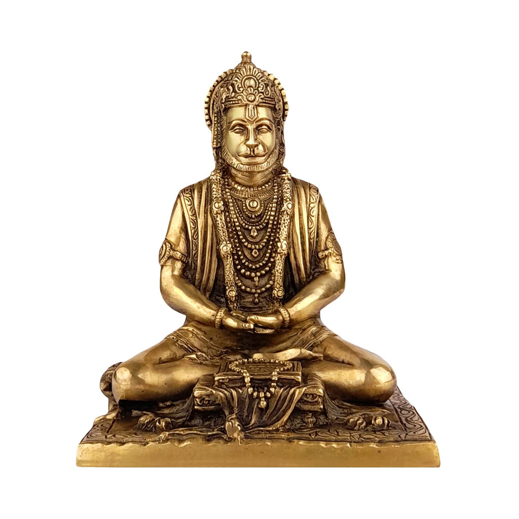 ARTVARKO Brass Lord Hanuman Ji Murti Dhyan Mudra Meditation Bajrangbali Bhagwan Statue Showpiece for Pooja Gift Living Room Decoration Home Décor 8 Inches