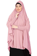 ICW Women Stretchable Jersey Smoking Sleeve Jilbab Cum Prayer khimar Hijab (Free Size) (peach)