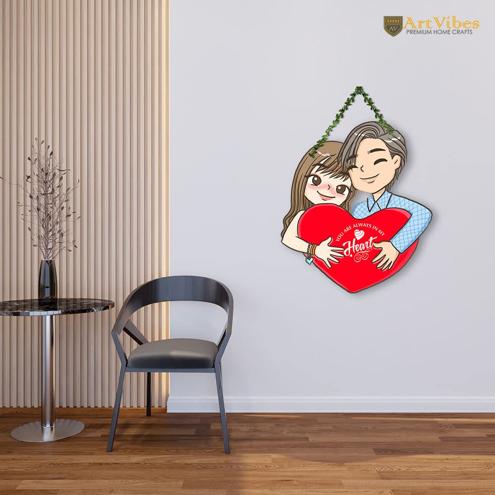 Artvibes Love Heart Wall Hanging for Home Decor | Valentine Gift for Partner | Gift Items For Girlfriend Boyfriend Husband Wife | Wall Poster | Aesthetic Wall Art | Wall Accent (WH_8308N)