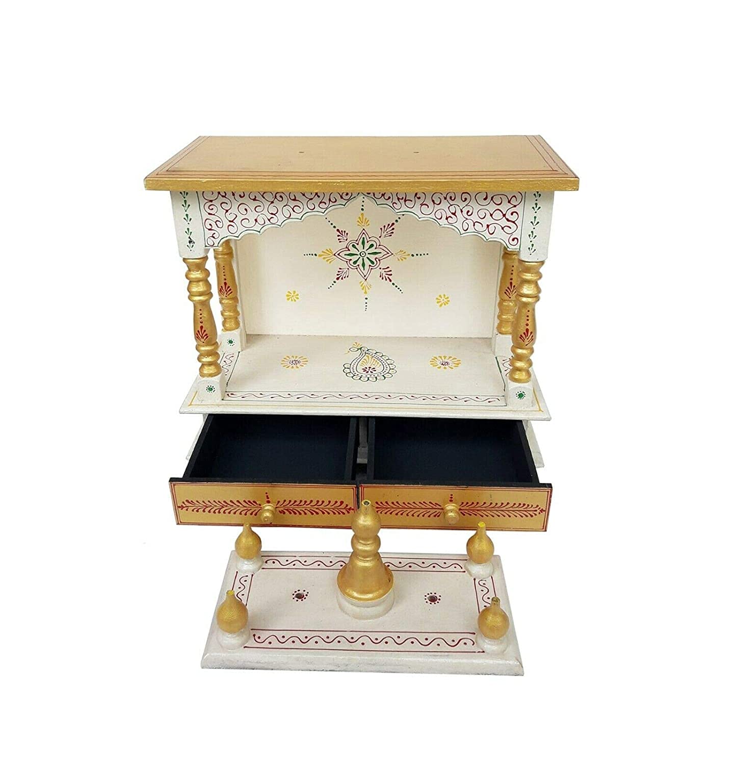 kamdhenu Art and Craft Craft Wood Home Temple for Home Office Gold