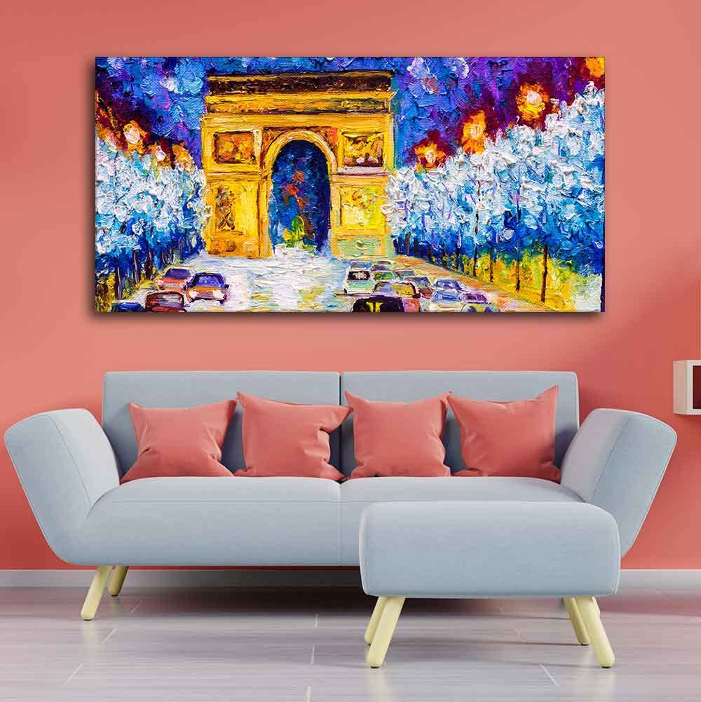 VIBECRAFTS Abstract Arc de Triomphe Premium Canvas Wall Painting With Frame for Living Room Drawing Room Home|Office|Gift (PTVCH_2211)