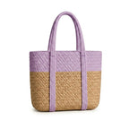 Loom & Luster Handwoven Jute Tote Bag Dual Tone Summer Shoulder Bag | Lightweight Eco-Friendly Handbag for girls and woman (Beige & Purple)