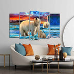 VIBECRAFTS Polar Bears Wall Painting of Five Pieces For Home|Office|Living Room|Gift (PTVC5Pcs2_6626)