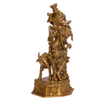 ARTVARKO Brass Krishna with Cow Standing Playing Flute Idol Statue for Home Mandir Pooja Krishan Ji Murti Temple Puja Office Home Décor Showpiece Gift 14 Inch.