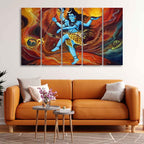 VIBECRAFTS Abstract Art Shiva Five Pieces Canvas Wall Painting For Home|Office|Living Room|Gift (PTVC5Pcs4_8647)