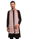 Pashmoda Men Chandni Kaani Stole, Authentic Kashmiri Luxury Pashmina Style Shawl, Stole, Small Size Gents Lohi, (Size 28x80 Inches,White Color) MAVST07