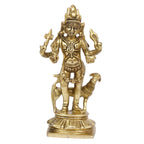 ARTVARKO Brass Bhairo Baba Murti Idol Kaal Bhairav with Dog Mahakaal Figurine for Home Puja Temple 5.5 Inches