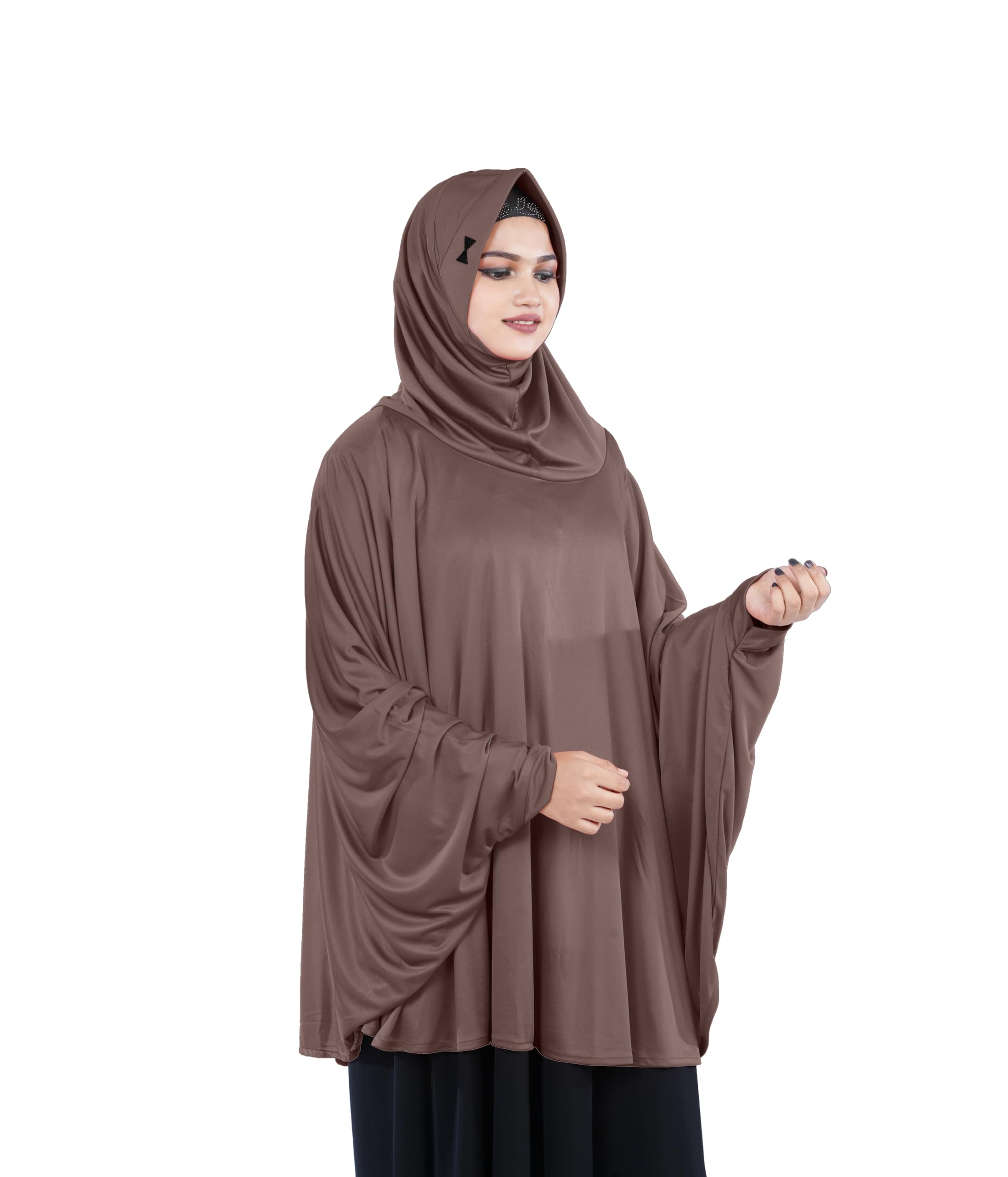 Mehar Hijab's Modest Women's Stylish Instant Sleeve Hijab Solid Polycotton Feel Good Fabric HANANA Sleeve Hijab Free Size (Formal Grey)