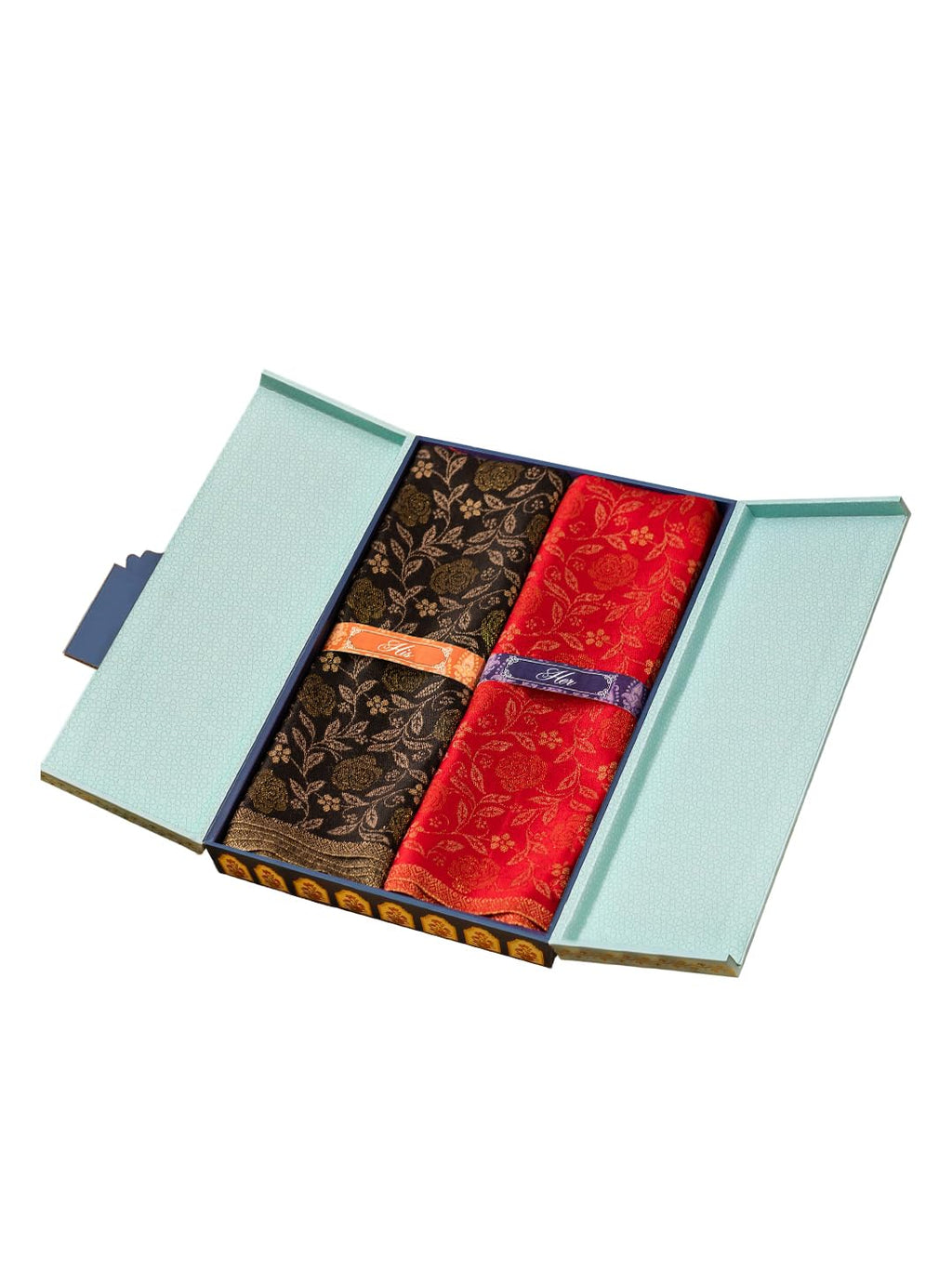 Pashmoda His and Her Gift Set of Kaani Stoles With Wooden Gift Box