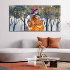 VIBECRAFTS Canvas Paintings for Living Room Drawing Room Radha Krishna Canvas Wall Painting Fitted With Wooden Frame For Home | Office | Living Room | Gifts (PTVCH_2513N)