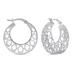 TRUESILVER ACPL 925 Sterling Silver Small Mesh Filigree Hoops Earring Handmade Round Basket Weaven Hoop Earrings for Women Teen 25 MM