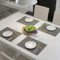YELONA Placemats Set of 4, Heat-Resistant Woven Vinyl Table Mats, Non-Slip & Washable Dining Tablemats for Kitchen & Dinner Decor, Zinc Grey (45cm x 30cm) Kafalo
