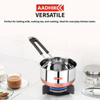 AADHIK Tea Pan Stainless Steel Copper Bottom Sauce Pan Milk Pan Tapeli Patila Induction Base 1.5 Litre Sauce Pot Milk Boiler with Handle (1500 ml)