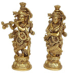 SVARUP Brass Radha Krishna Idol Living Room Showpiece in Gold Color Height 9 Inch