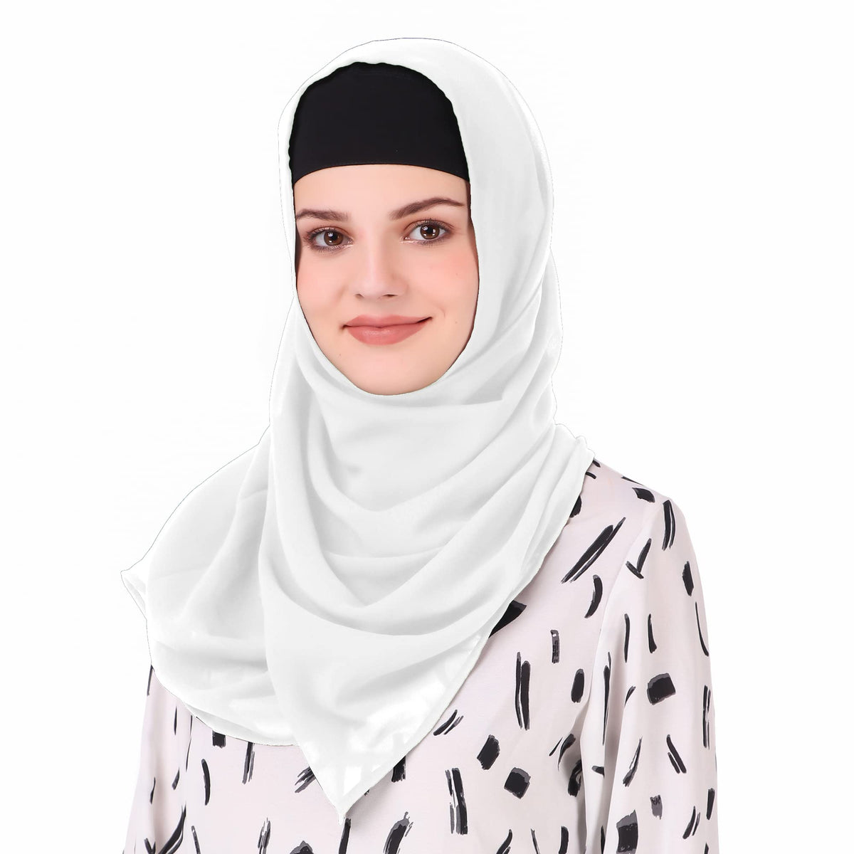 MyBatua Long Hijab in Breathable Soft Georgette large Head Wrap, Wholesale Price, 1pc Scarf HJ-020 (50x180 cm, White)