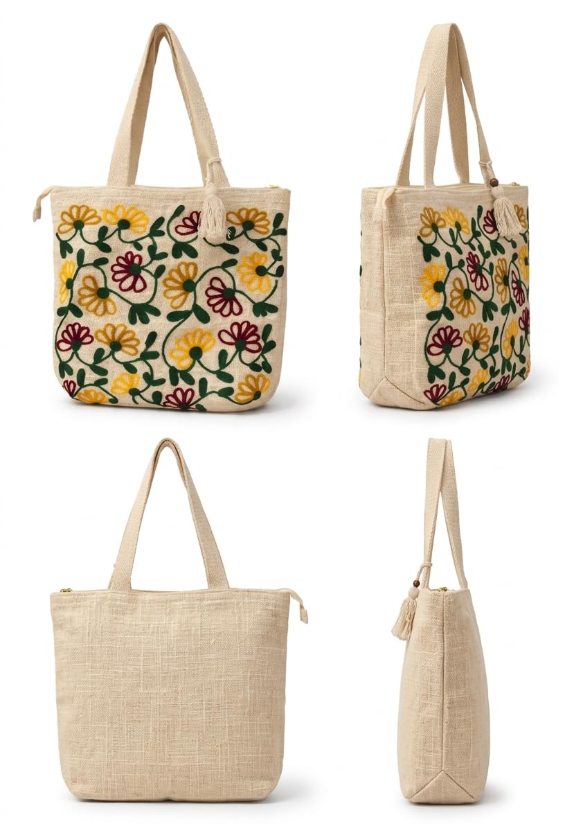 Floral Canvas Tote Bag for Women | Pinterest Viral Aesthetic Tote Bag | 15x15 Inch Large Reusable Shoulder Bag | Summer Casual Daily Use Handbag for Office, College, Shopping & Travel - DGSN-16