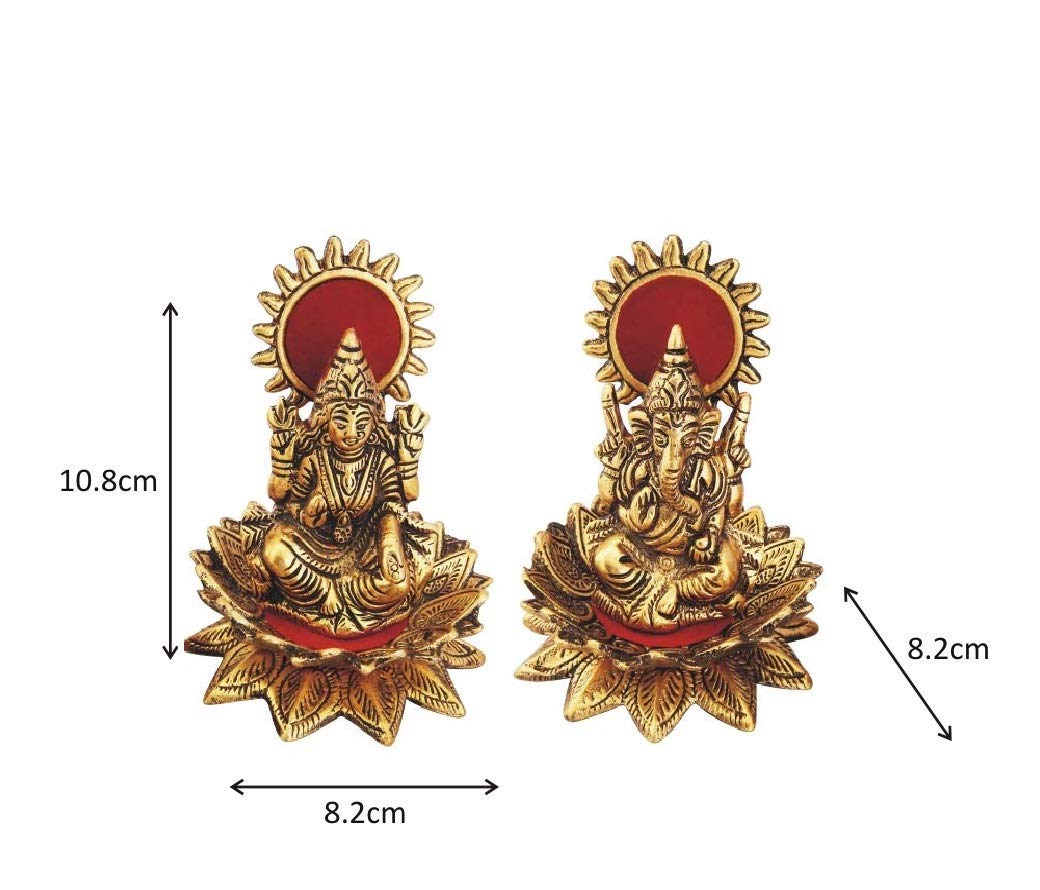 Prince Home Decor & Gifts Laxmi Ganesha God Idols Gold Oxidized Finish for Home Decor for Diwali, Corporate Gift Return Gifts
