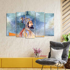 VIBECRAFTS Chhatrapati Shivaji Maharaj Wall Painting Set Five Pieces For Home|Office|Living Room|Gift (PTVC5Pcs2_6619)