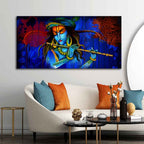 VIBECRAFTS Homcraft Canvas Paintings for Living Room Drawing Room Krishna Playing Flute Canvas Wall Painting Fitted With Wooden Frame For Home | Office | Living Room | Gifts (PTVCH_2530)