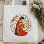 Adorvue Premium Rajasthani-Inspired Art Printed Tote Bag Stylish Eco-Friendly Cotton Handbags, Canvas Bags for College, Shopping, Office, Travel, Grocery Runs, Beach Day and Casual Outings Pack of 1