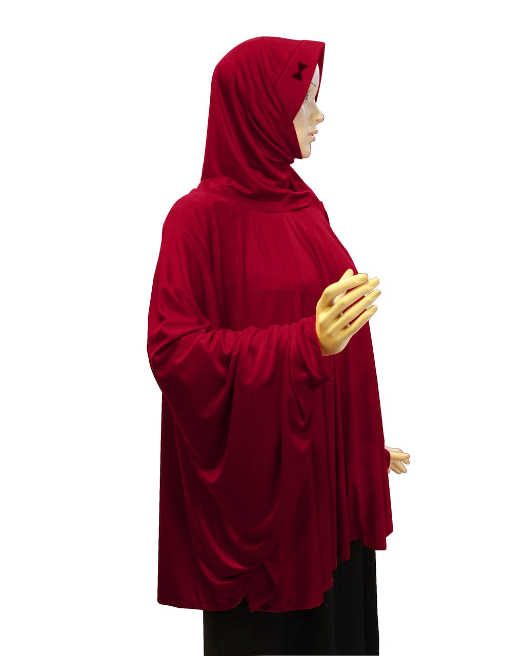 Mehar Hijab's Modest Women's Stylish Instant Sleeve Hijab Solid Polycotton Feel Good Fabric HANANA Sleeve Hijab Free Size (Maroon)