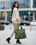Bag-Age HB50 Tote Bag for Girls & Women | Water-Resistant Office Work Handbag with MultIple Compartments | Work, Travel & Daily Use (Green)
