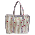 Bazaar Bhoot Edition Premium Cotton Quilted Shopping Tote Bag - Multipurpose Long Lasting Foldable Reusable Bag with zipper for Shopping, Travel & Daily Use - Made in India (Heart Beige)