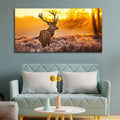 VIBECRAFTS Canvas Paintings for Living Room Drawing Room Red Deer In Forest At Sunrise Canvas Wall Painting Fitted with Wooden Frame for Home | Office | Gift (PTVCH_2349N)
