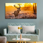 VIBECRAFTS Canvas Paintings for Living Room Drawing Room Red Deer In Forest At Sunrise Canvas Wall Painting Fitted with Wooden Frame for Home | Office | Gift (PTVCH_2349N)