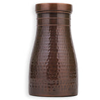 Tambra Copper Bedroom Jar with Inbuilt Glass | Rarity Hammered Design | Handcrafted, Leakproof, Jointless | Ayurvedic Benefits, Antioxidant Properties | 1200 ml (Pack of 2)