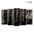 VIBECRAFTS Willow Branches with Gold Butterflies Wall Painting Set of Five Pieces For Home|Office|Living Room|Gift (PTVC5Pcs2_6602)