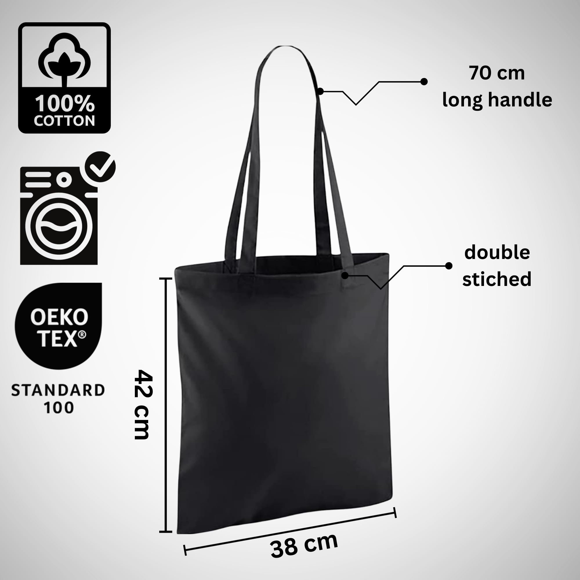 Wonky Line Cotton Tote Bags Bulk Shopping Shoulder Bag,10 to 100 PCS Multipacks, 100% Cotton Canvas, Reusable Grocery Plain Cloth Bag, Extra Strong Long Handle Shoulder Bag, Printing 5 10 50 100