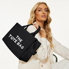 MAIRO LIFESTYLE Women Canvas The Tote Bag with Zipper Small Purse Crossbody Bag Top Handle Traveler Handbag (Black)