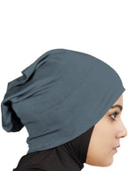 MyBatua Women's 2-Piece Al-Amira Hijab with Under Scarf/Cap/Bonnet in Soft Viscose Jersey, Ready to Wear HJ-129 (Gun Metal)
