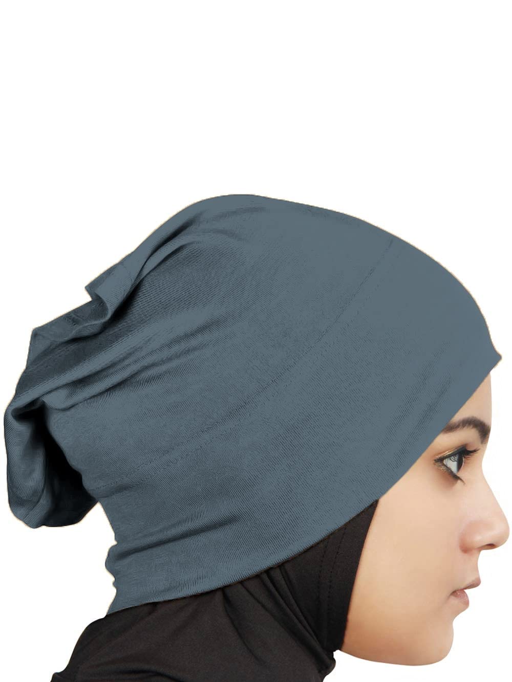 MyBatua Women's 2-Piece Al-Amira Hijab with Under Scarf/Cap/Bonnet in Soft Viscose Jersey, Ready to Wear HJ-129 (Gun Metal)