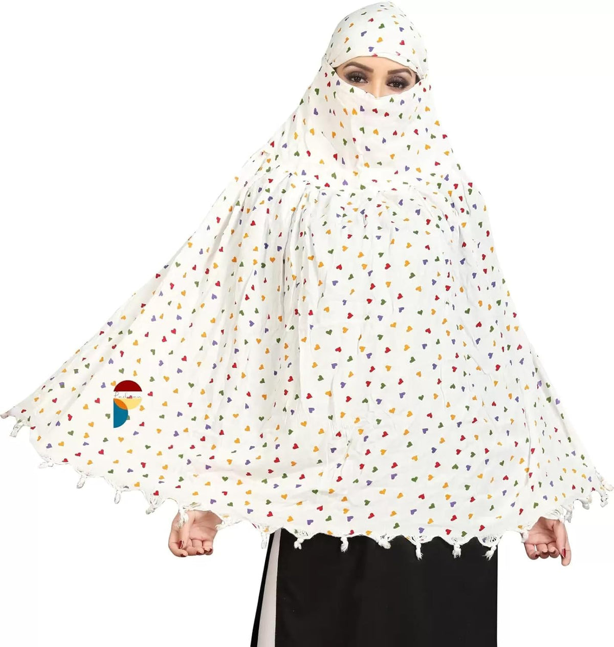 KEMZA Rayon Cotton Printed Long Scarf Cumming Mask For Women And Girls (Multicolor Hearts)