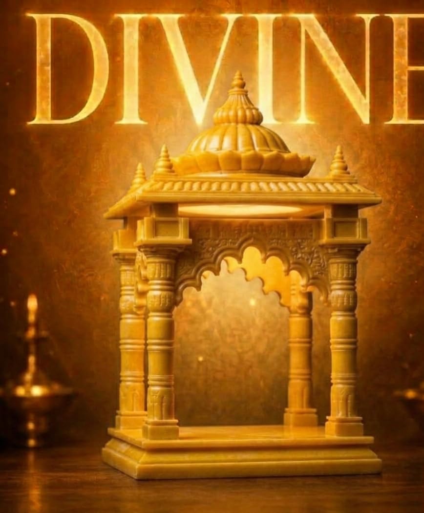 Hindu Temple Mandir 3D Printed Plastic (Yellow, Medium)