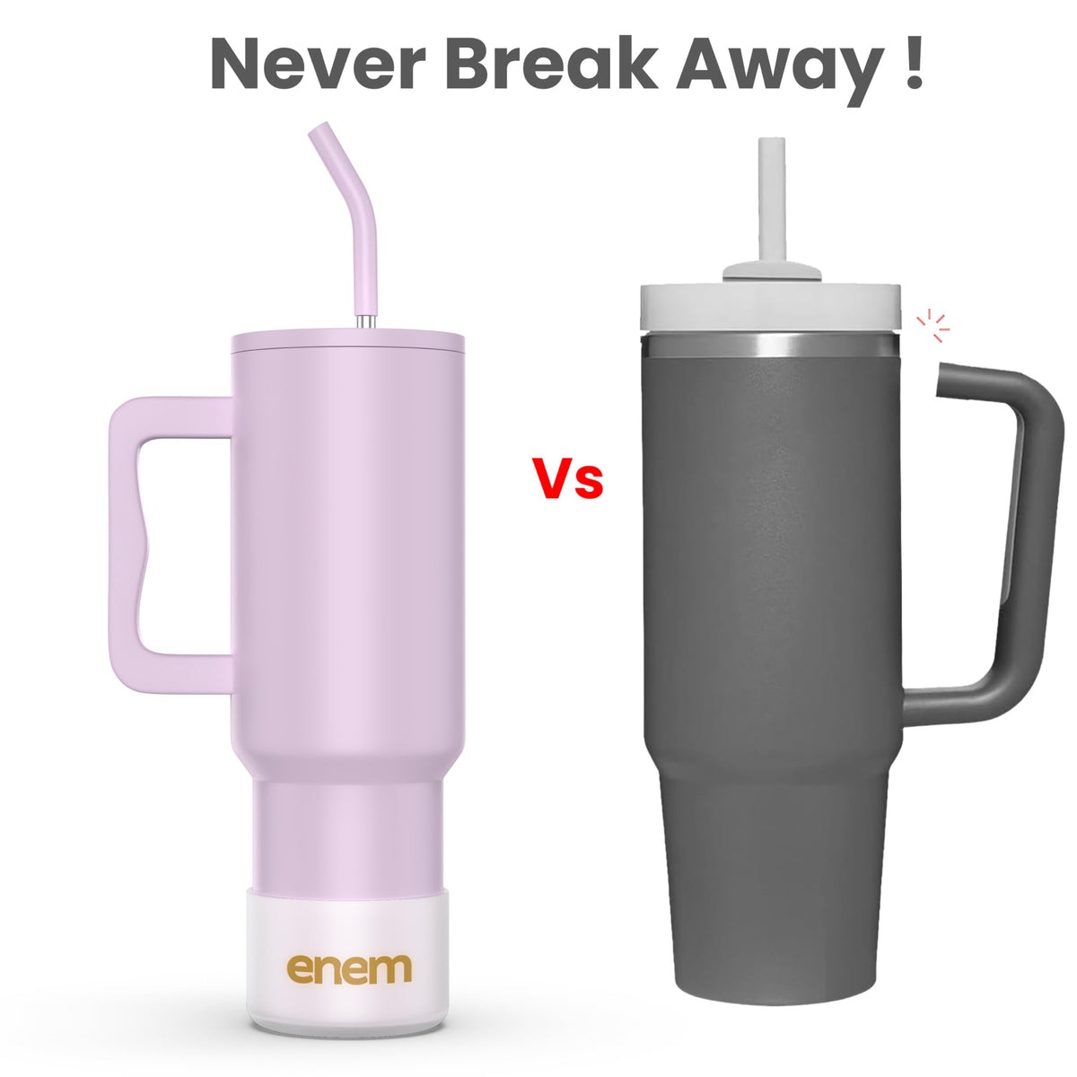 enem Tumbler, Lavender Dream, Tumbler with Metal Straw, Sipper, with Lid Leak Proof, 1 Metal Ice Cube, 1 Copper Spring (Tamba), Base Protector (Black/White), Mug Travel, 1.2L